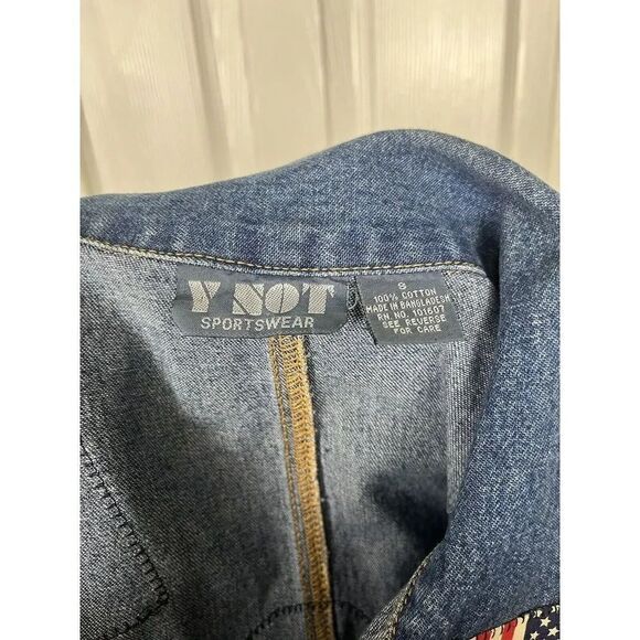Y Not Sportswear American Flag Women’s Denim‎ Vest Size Small - Picture 8 of 9